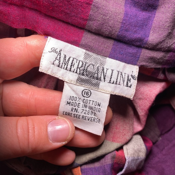 NWT True Vintage 1980s/1990s 100% Cotton Plaid Button Front Midi Skirt - Picture 15 of 16